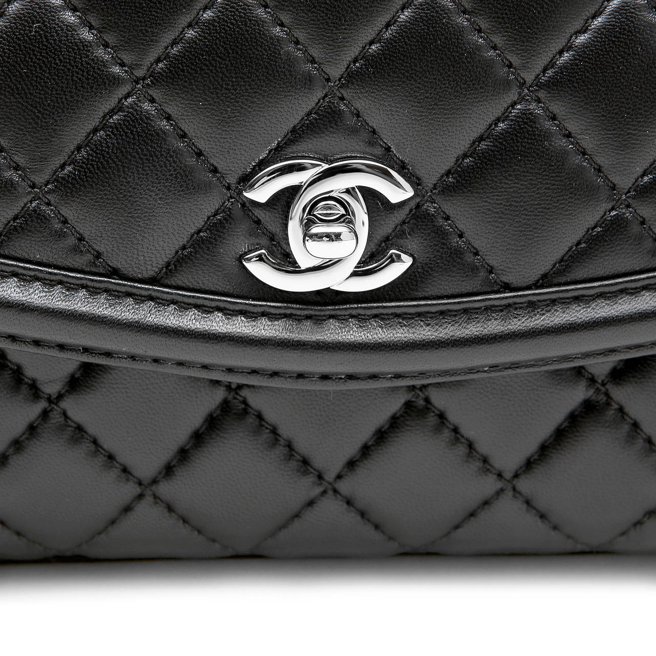 Chanel Black Leather Medium Flap Bag with Silver Hardware 1