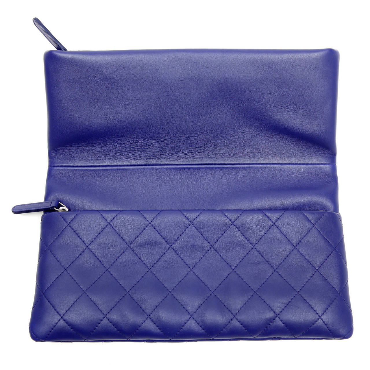Chanel Purple Quilted Leather Clutch For Sale 2