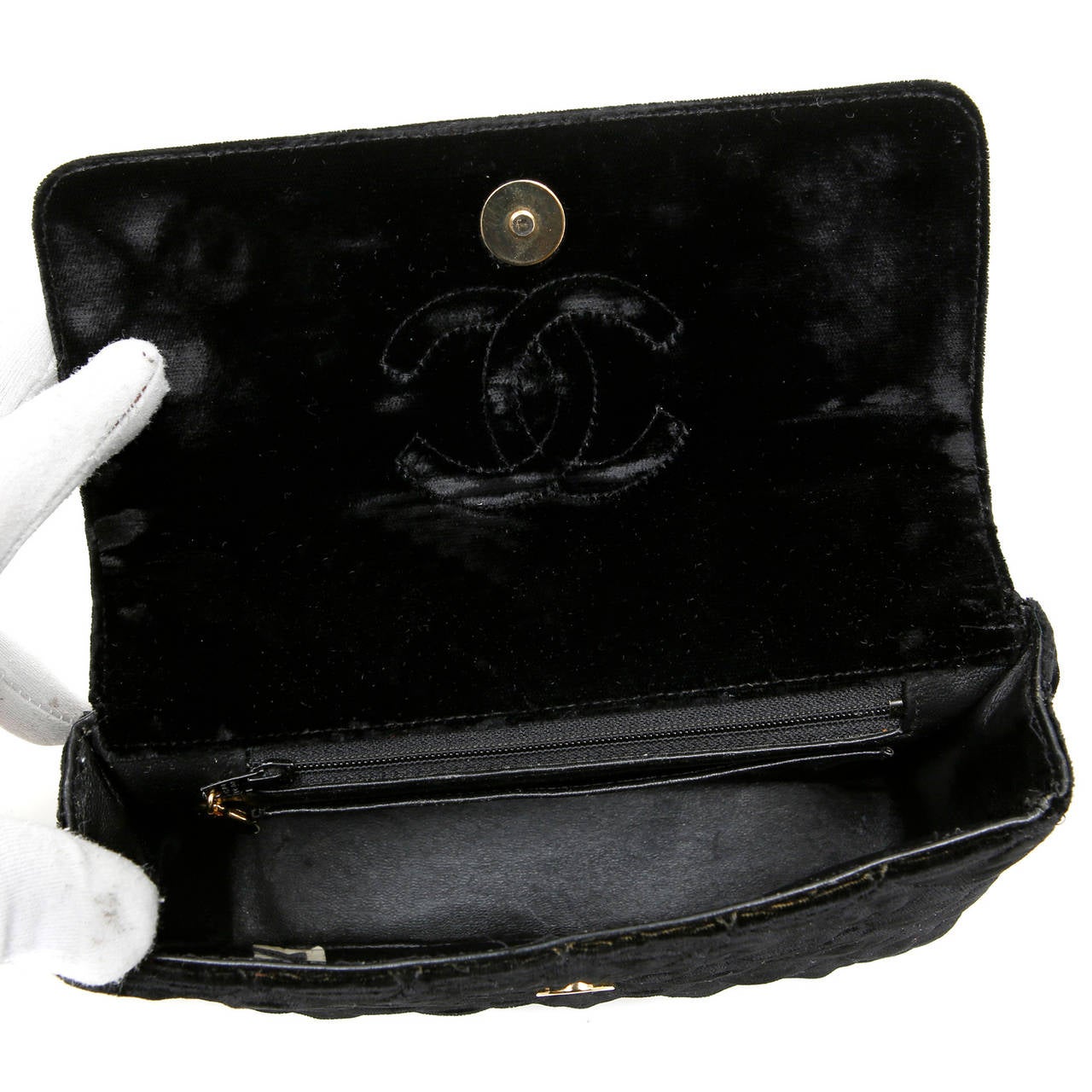 Chanel Black Velvet Gripoix Vintage Bag 3