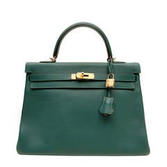 Hermes Malachite Green Togo 35 cm Kelly Bag