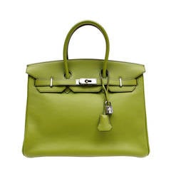 Hermes Vert Anis Green Togo  35 cm Birkin with PHW