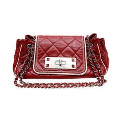 Chanel Red Leather Accordion Flap Bag