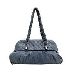 Chanel Blue Grey Distressed  Leather Lady Braid Bag