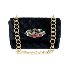 Chanel Black Velvet Gripoix Vintage Bag