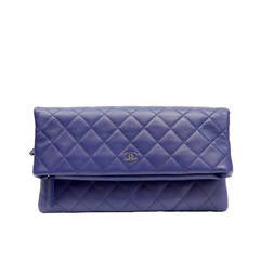 Chanel Purple Quilted Leather Clutch