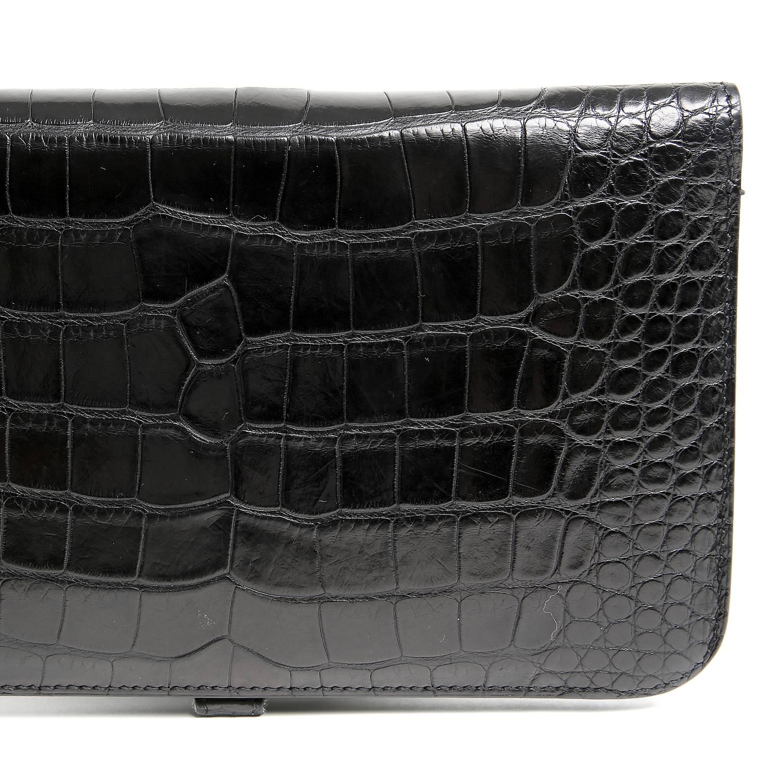 Hermès Black Alligator Dogon Wallet For Sale 4