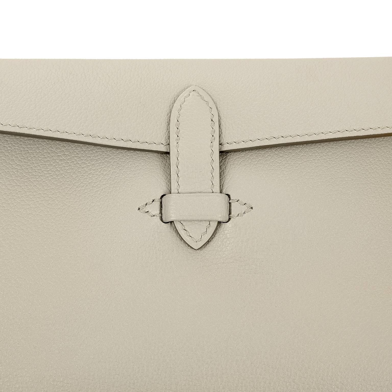 Hermès Gris Perle Leather Envelope Clutch 2