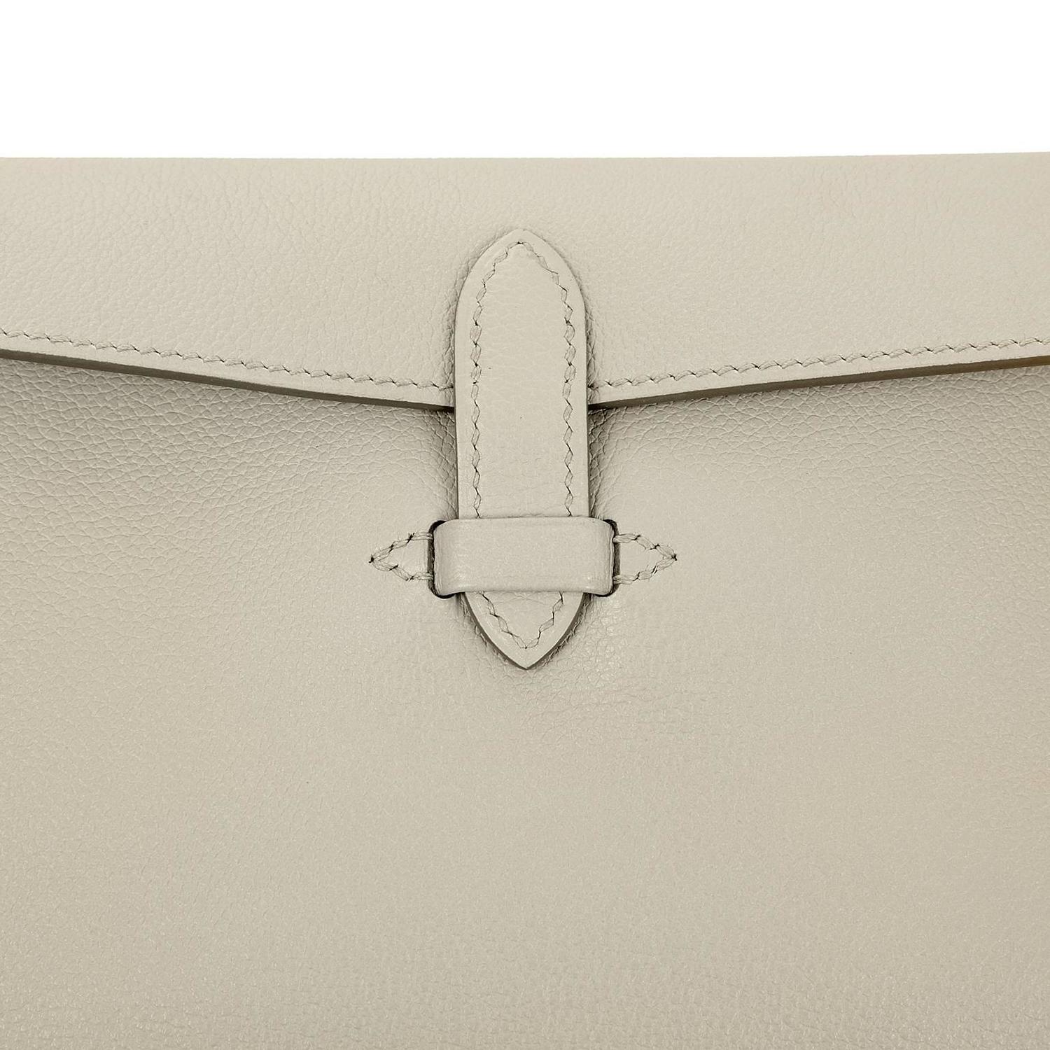 hermes ostrich bag - Herms Gris Perle Leather Envelope Clutch For Sale at 1stdibs