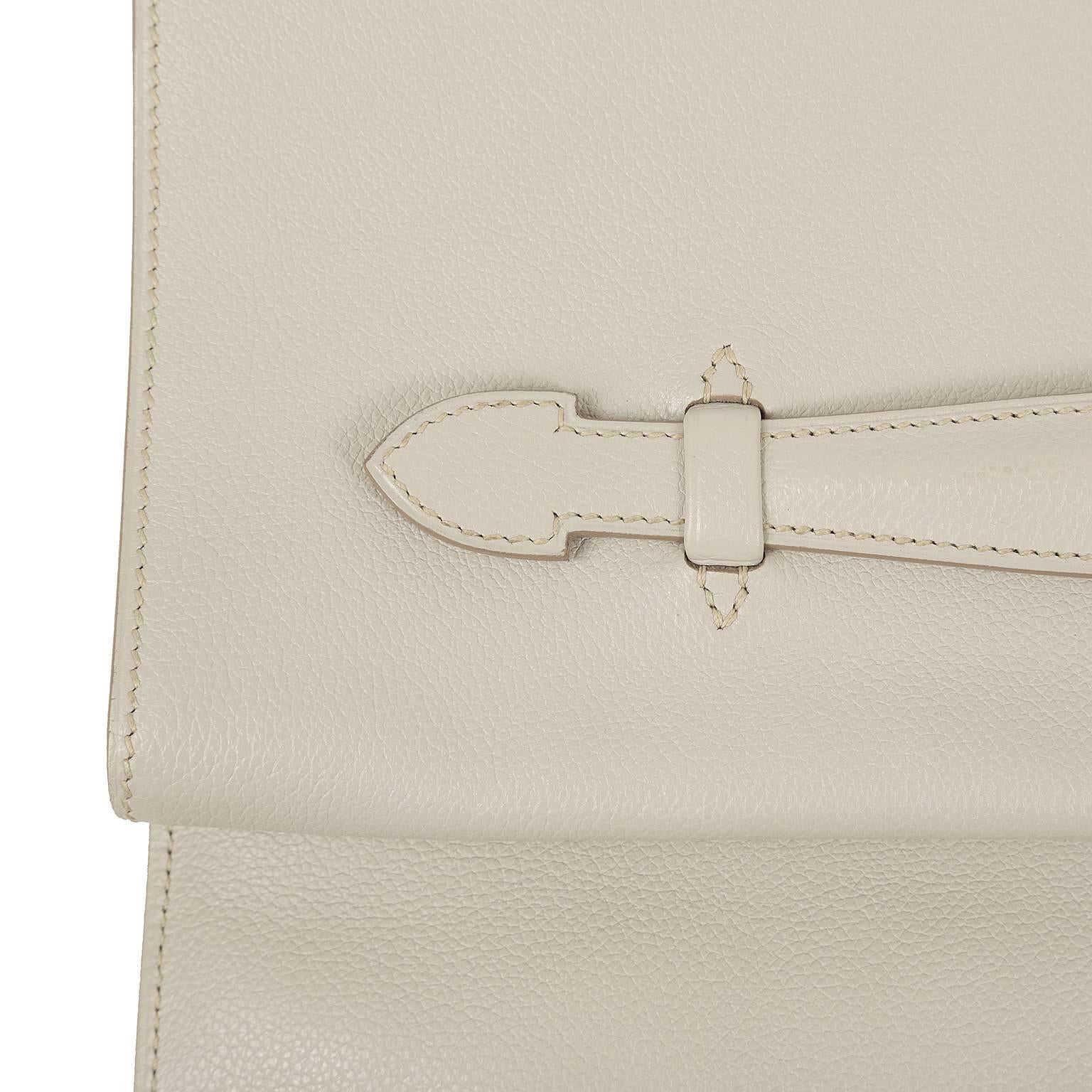 Hermès Gris Perle Leather Envelope Clutch 3