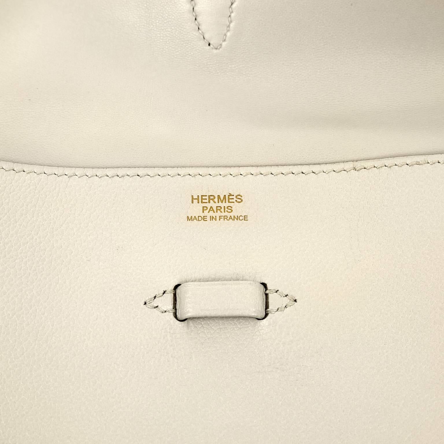 Hermès Gris Perle Leather Envelope Clutch 4