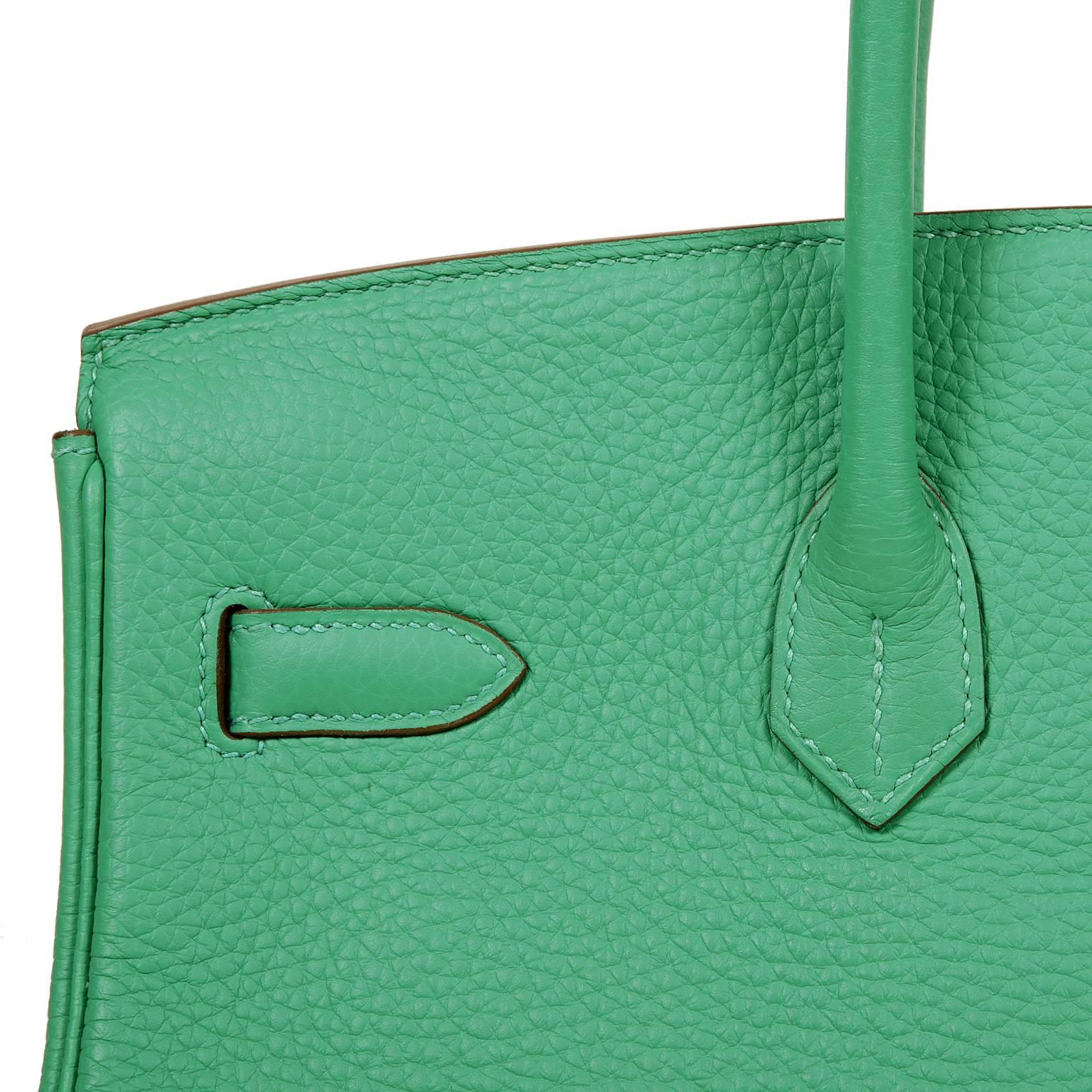 Hermès Menthe Green 35 cm Birkin- Clemence with Palladium 5