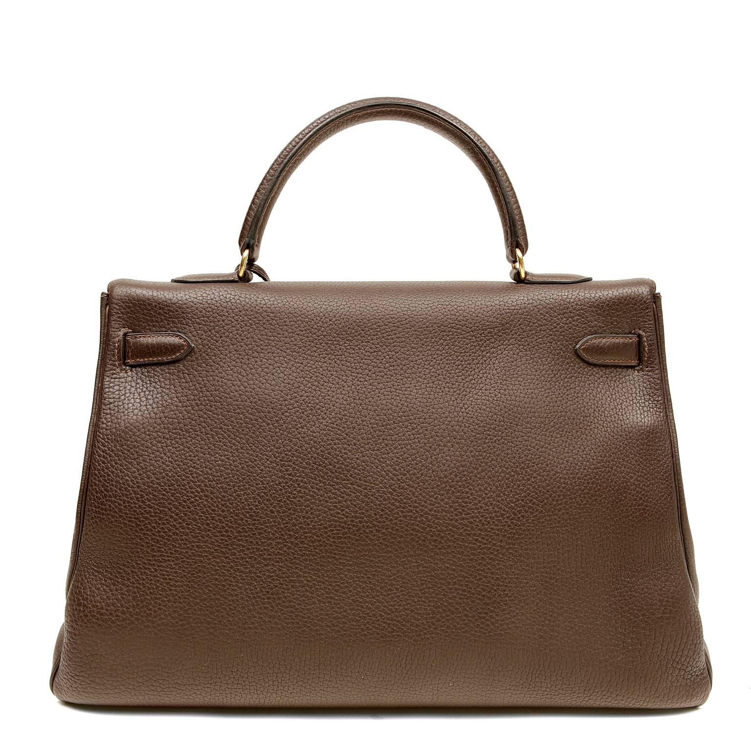 Hermès Chocolate Togo 35 cm Kelly- Excellent Condition
 Hermès bags are considered the ultimate luxury item worldwide.  Each piece is handcrafted with waitlists that can exceed a year or more.  The ladylike Kelly is classic and refined, a