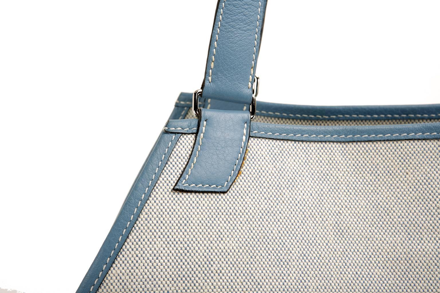 Hermès Vintage Blue Jean Toile Apron Bag 3