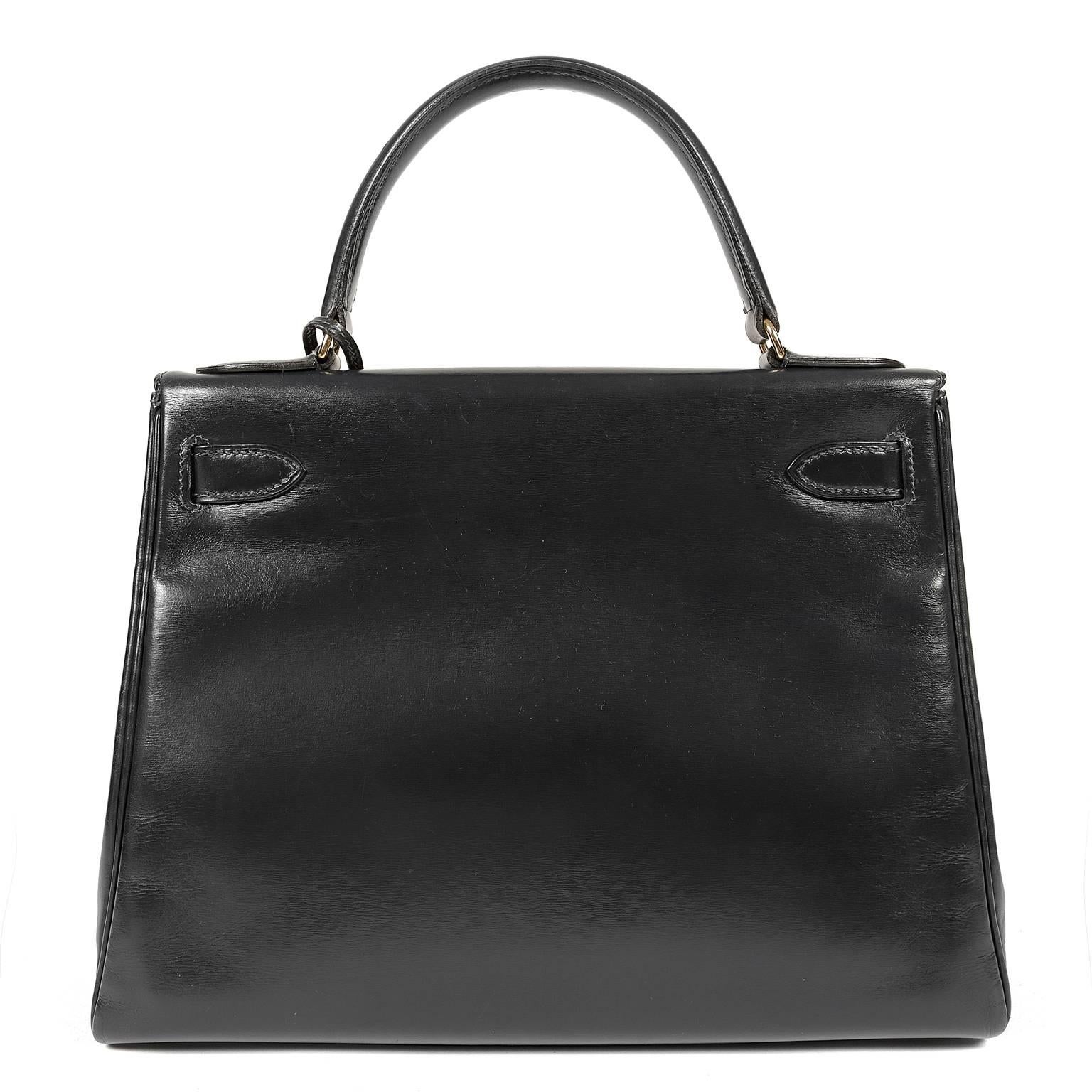 Hermès Black Box Calf 28 Kelly- Excellent condition
 Hermès bags are considered the ultimate luxury item worldwide.  Each piece is handcrafted with waitlists that can exceed a year or more.  The ladylike Kelly is classic and refined, especially