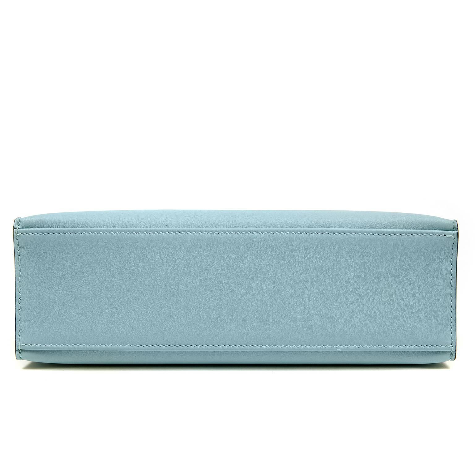 Women's Hermès  Blue Atoll Swift Leather Kelly Pochette