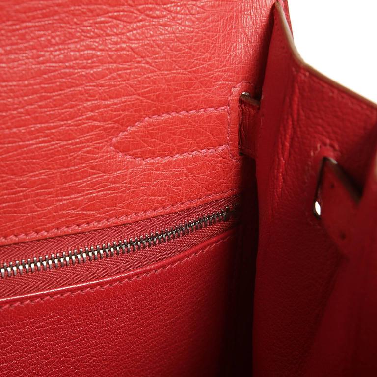 Hermès Rouge VIF Ostrich Kelly Bag- 32 cm PHW at 1stDibs
