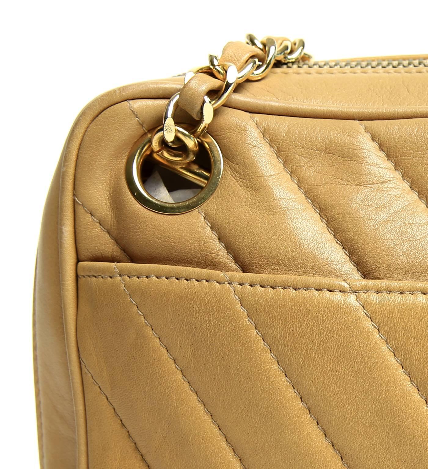 Chanel Beige Leather Vintage Camera Bag 2