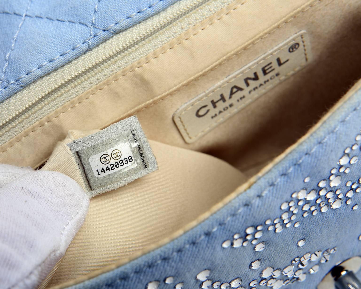 Women's Chanel Blue Swarovski Crystal Classic Flap Bag