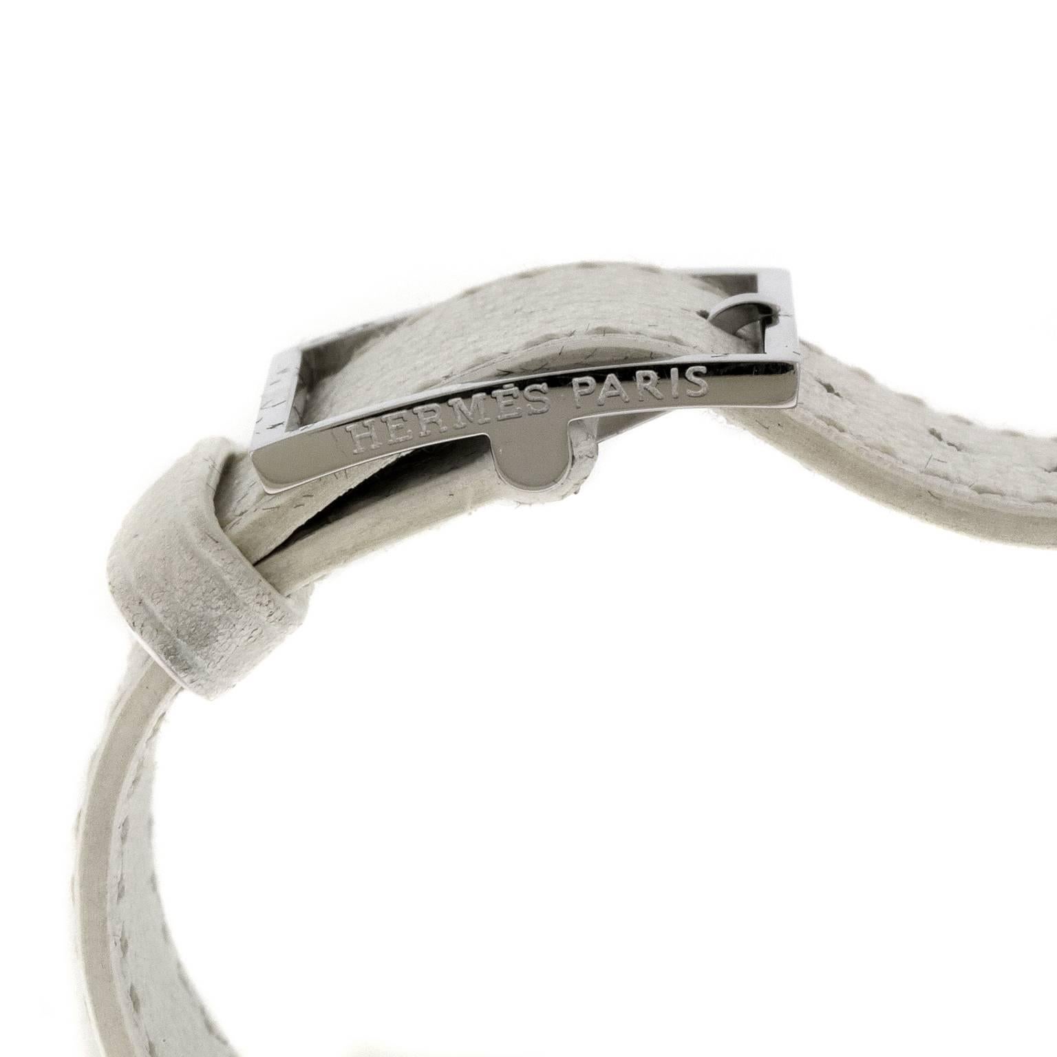  Hermès White Leather Hidden Bracelet Watch 2