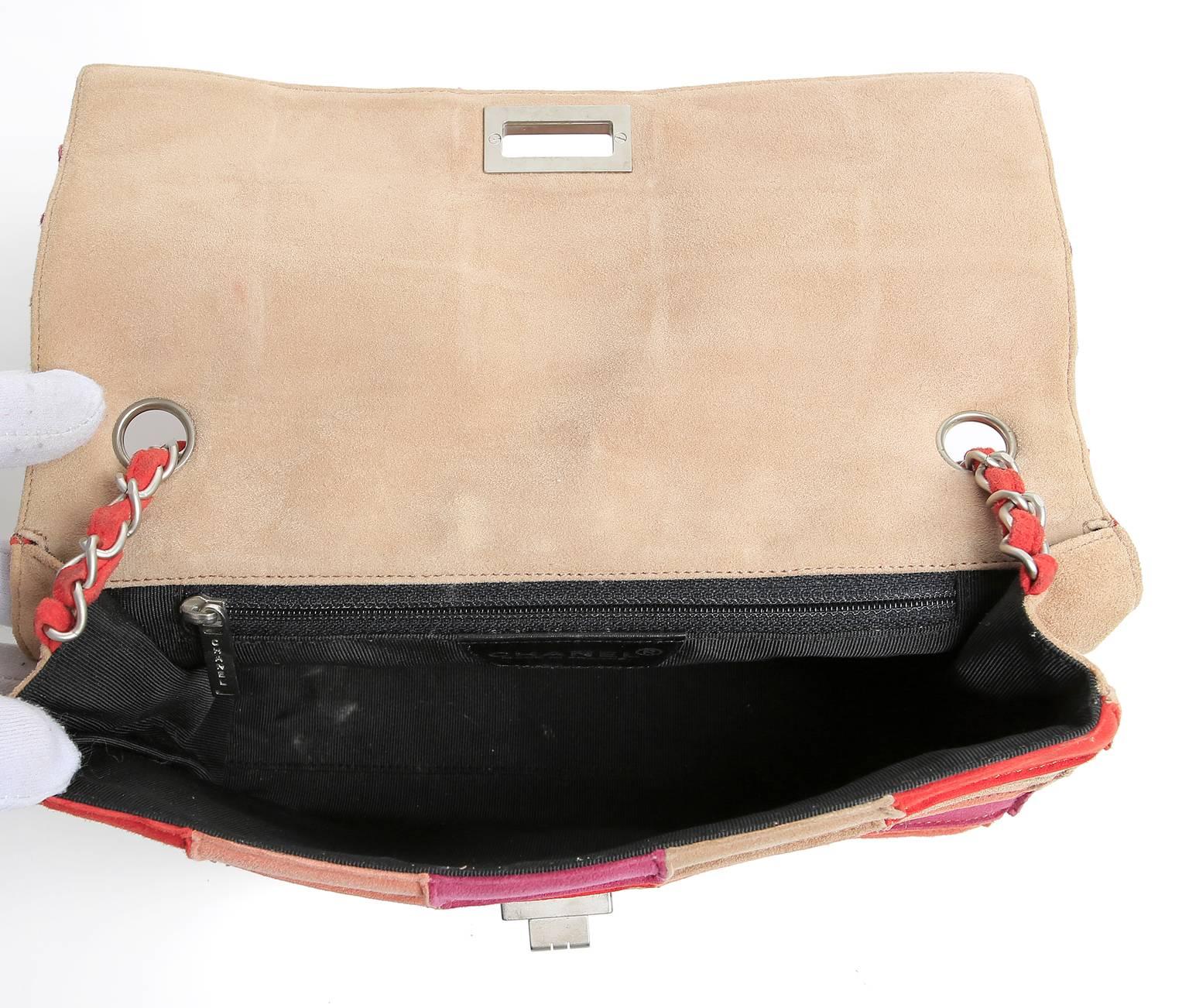 Women's or Men's Chanel Pink Suede Patchwork Flap Bag- Multi Color