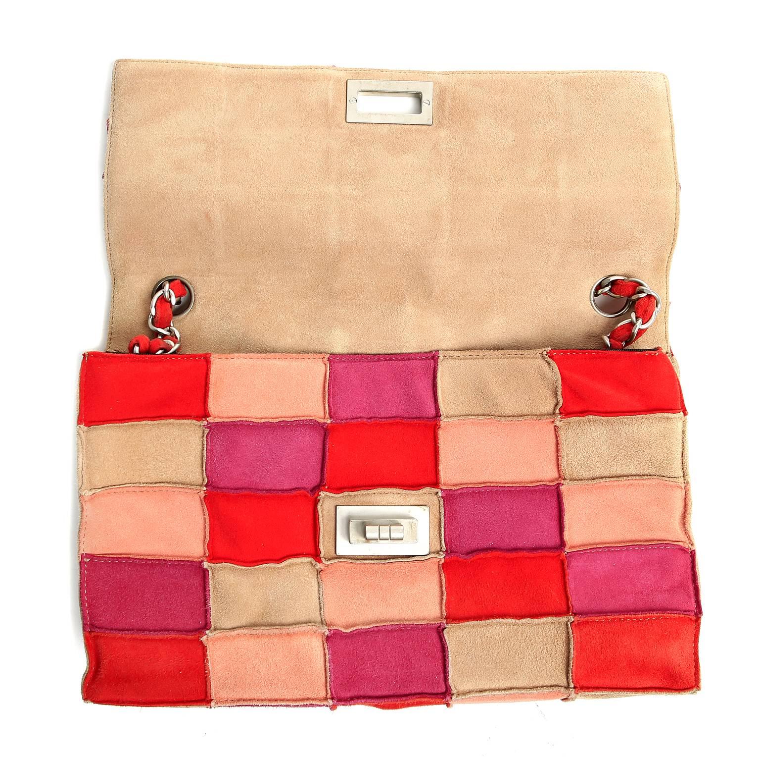 Chanel Pink Suede Patchwork Flap Bag- Multi Color In New Condition In Malibu, CA