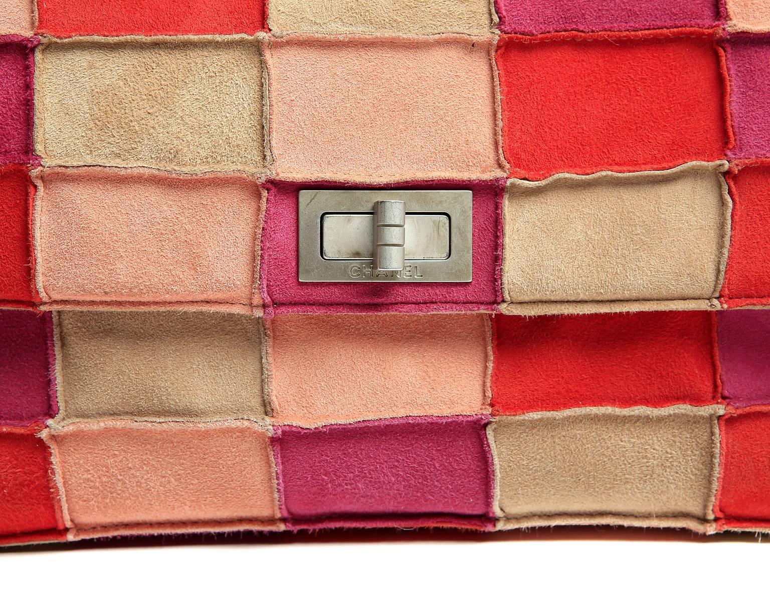 Orange Chanel Pink Suede Patchwork Flap Bag- Multi Color