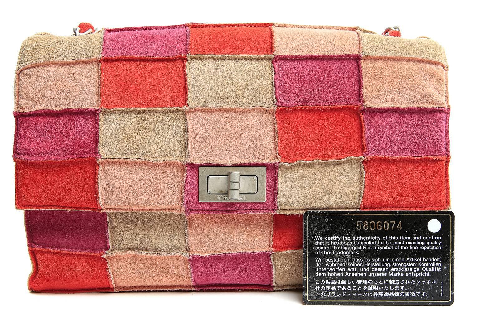 Chanel Pink Suede Patchwork Flap Bag- Multi Color 3