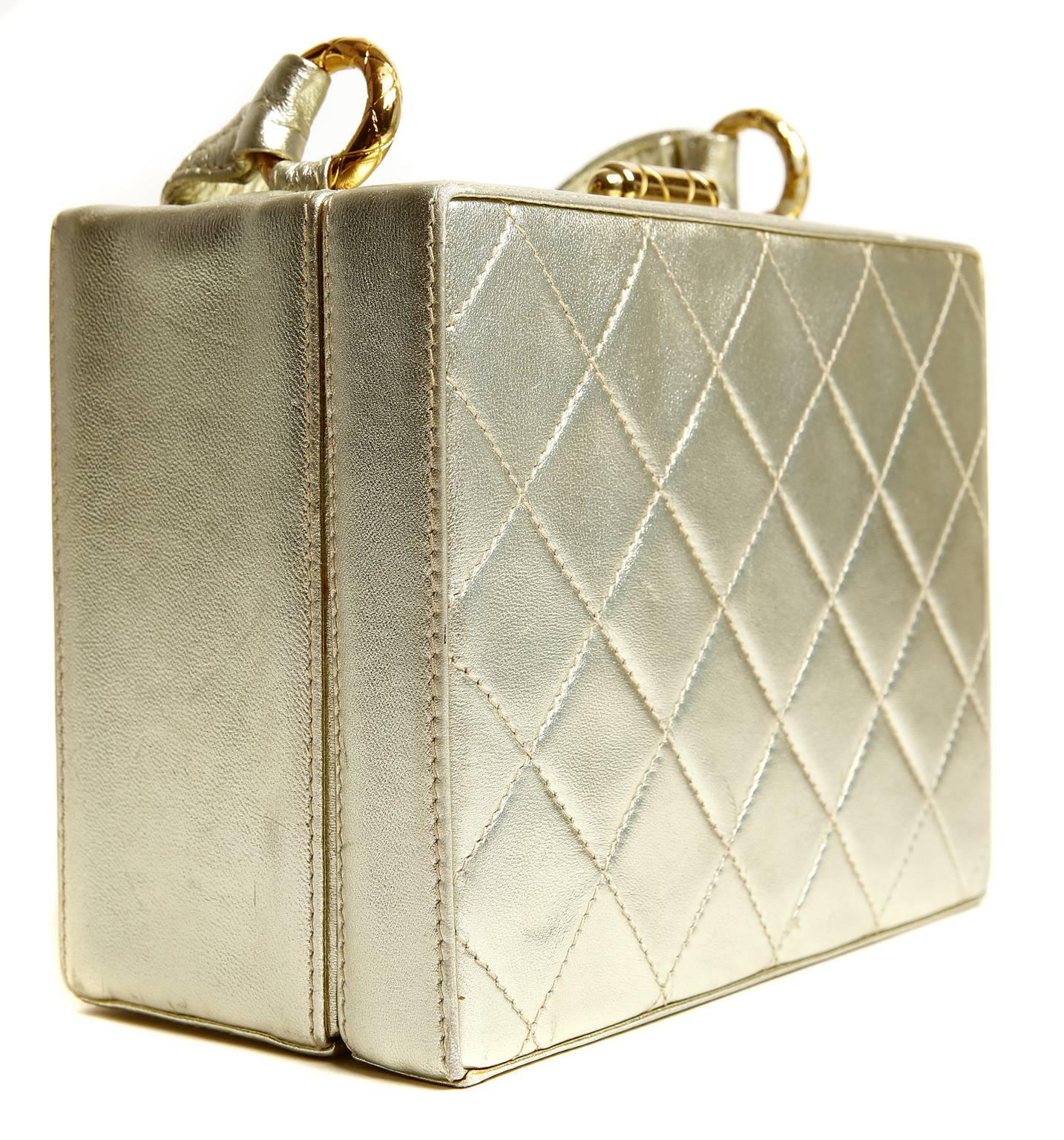 Beige Chanel Platinum Quilted Leather Box Bag For Sale