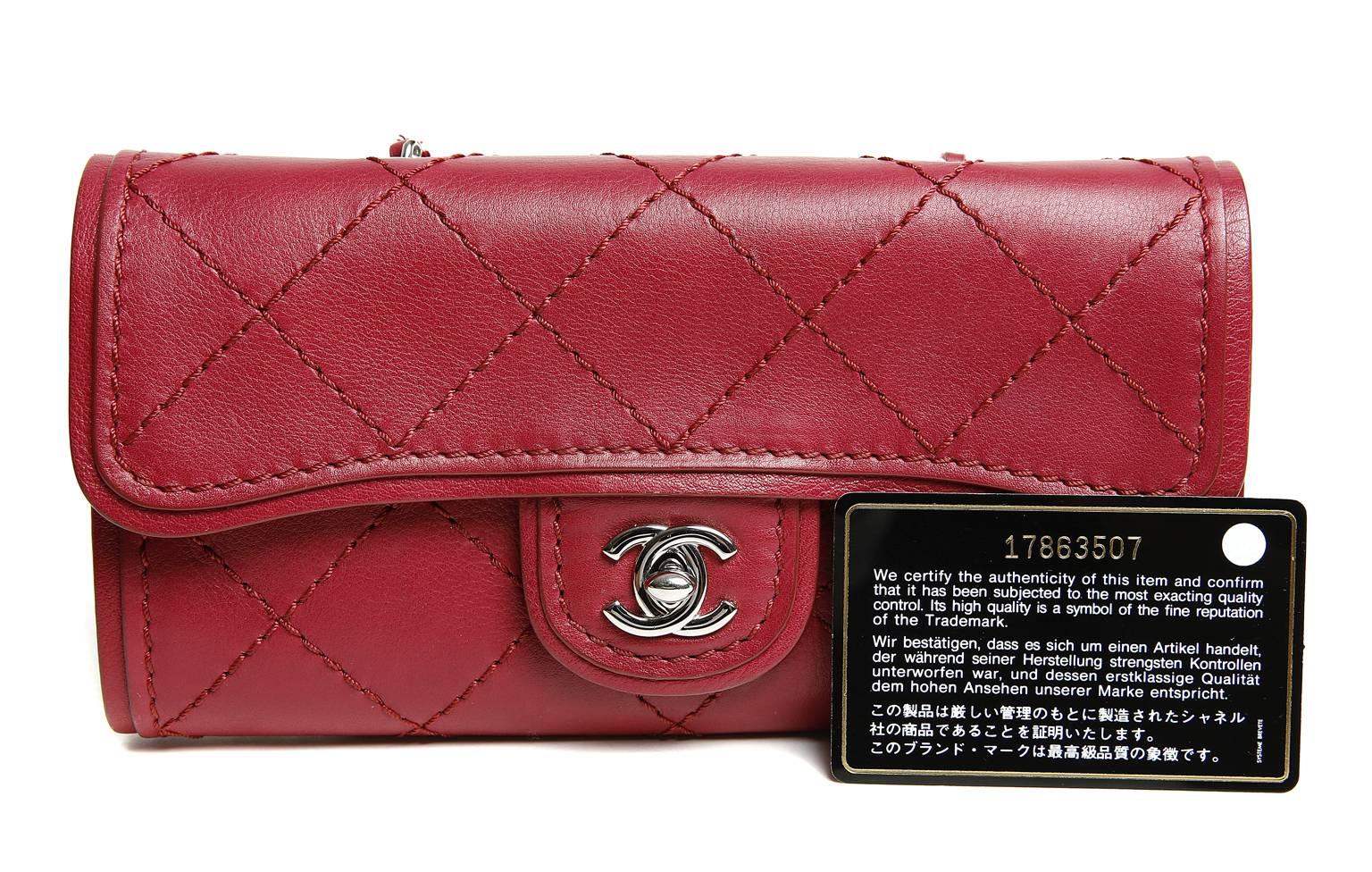 Chanel Red Leather Cross Body Wallet Bag For Sale 4