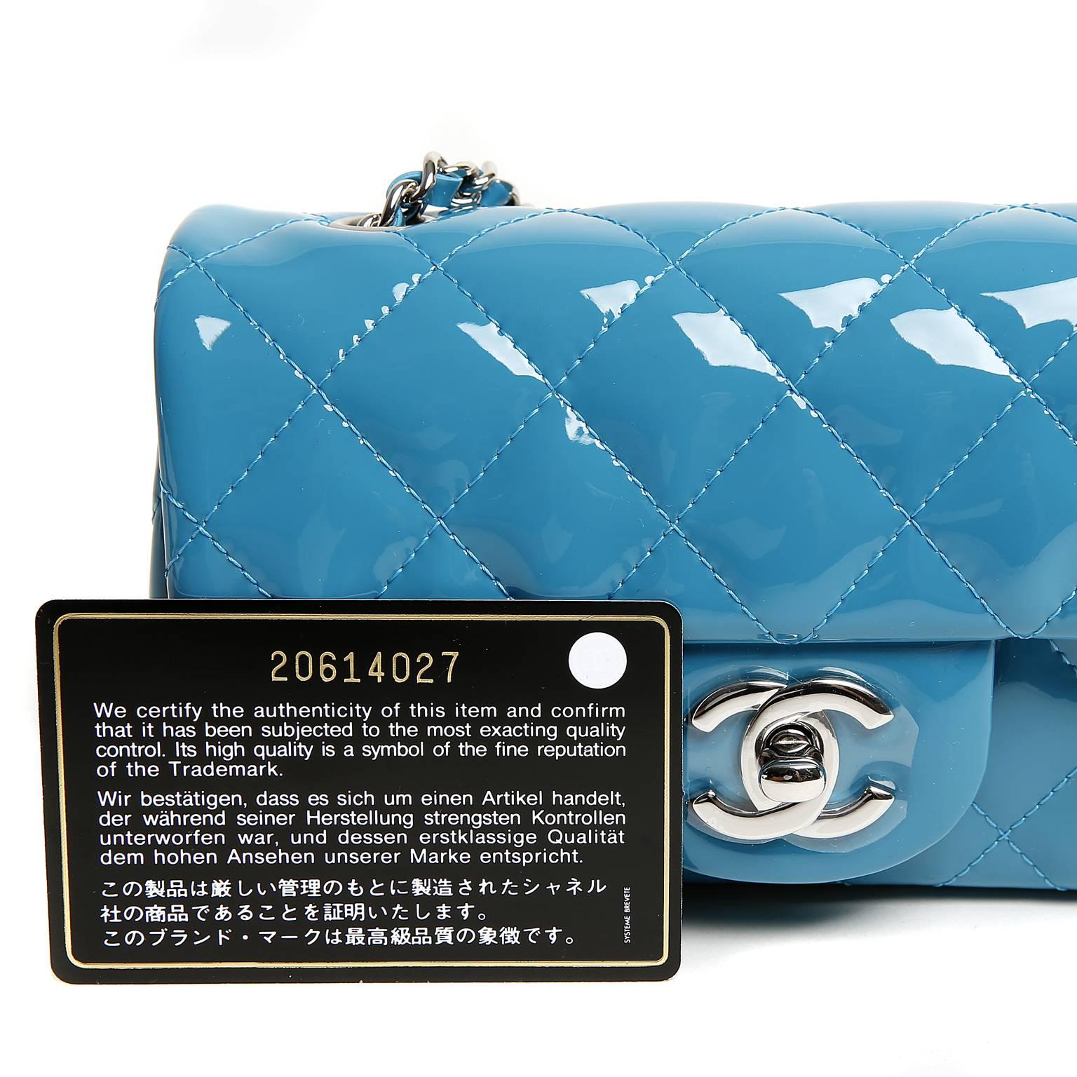 Chanel Turquoise Patent Extra Mini Classic Flap Bag 4