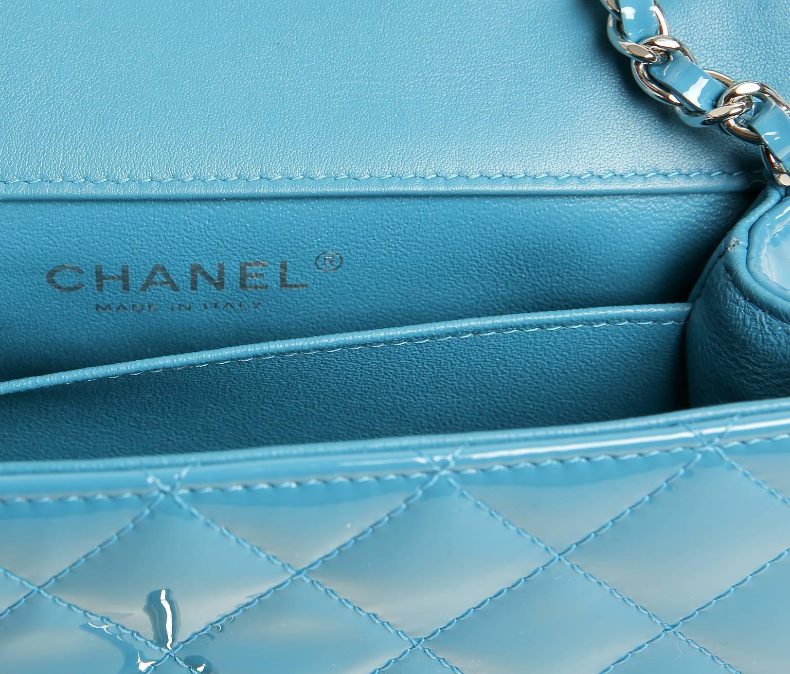 Chanel Turquoise Patent Extra Mini Classic Flap Bag 1