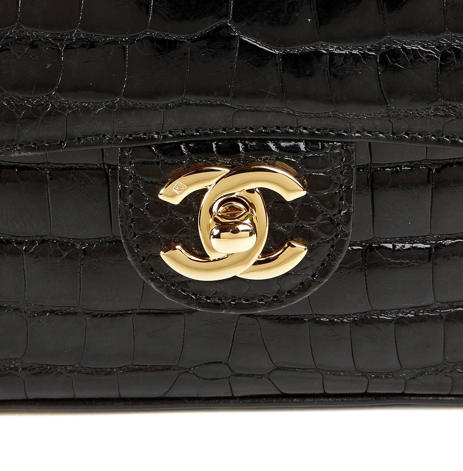 Chanel Black Crocodile Vintage Mini Classic 2