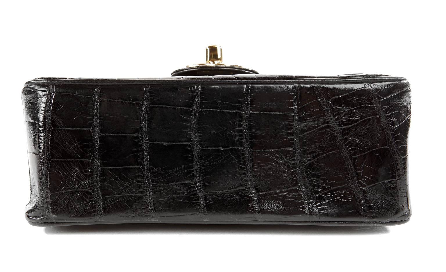 Women's Chanel Black Crocodile Vintage Mini Classic
