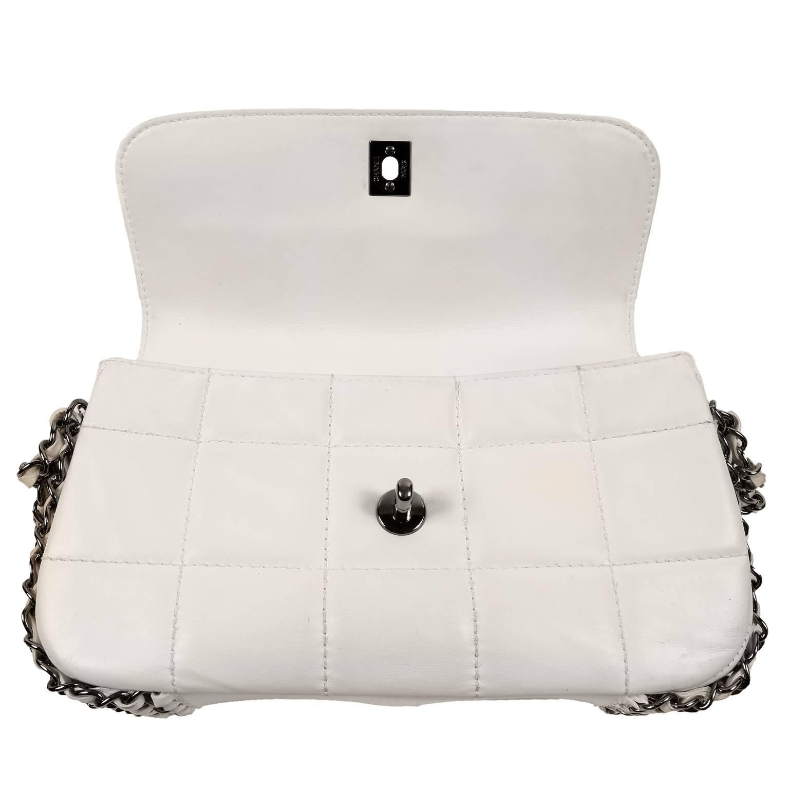 Women's Chanel White Leather Multi Chain Flap Bag- Special Edition