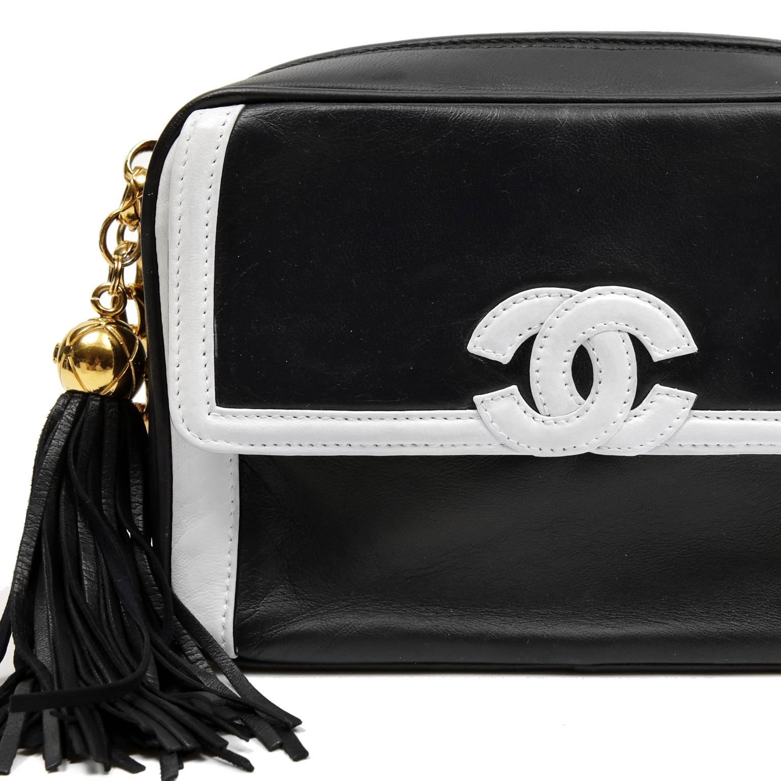 Chanel Navy and White Leather Camera Bag 1