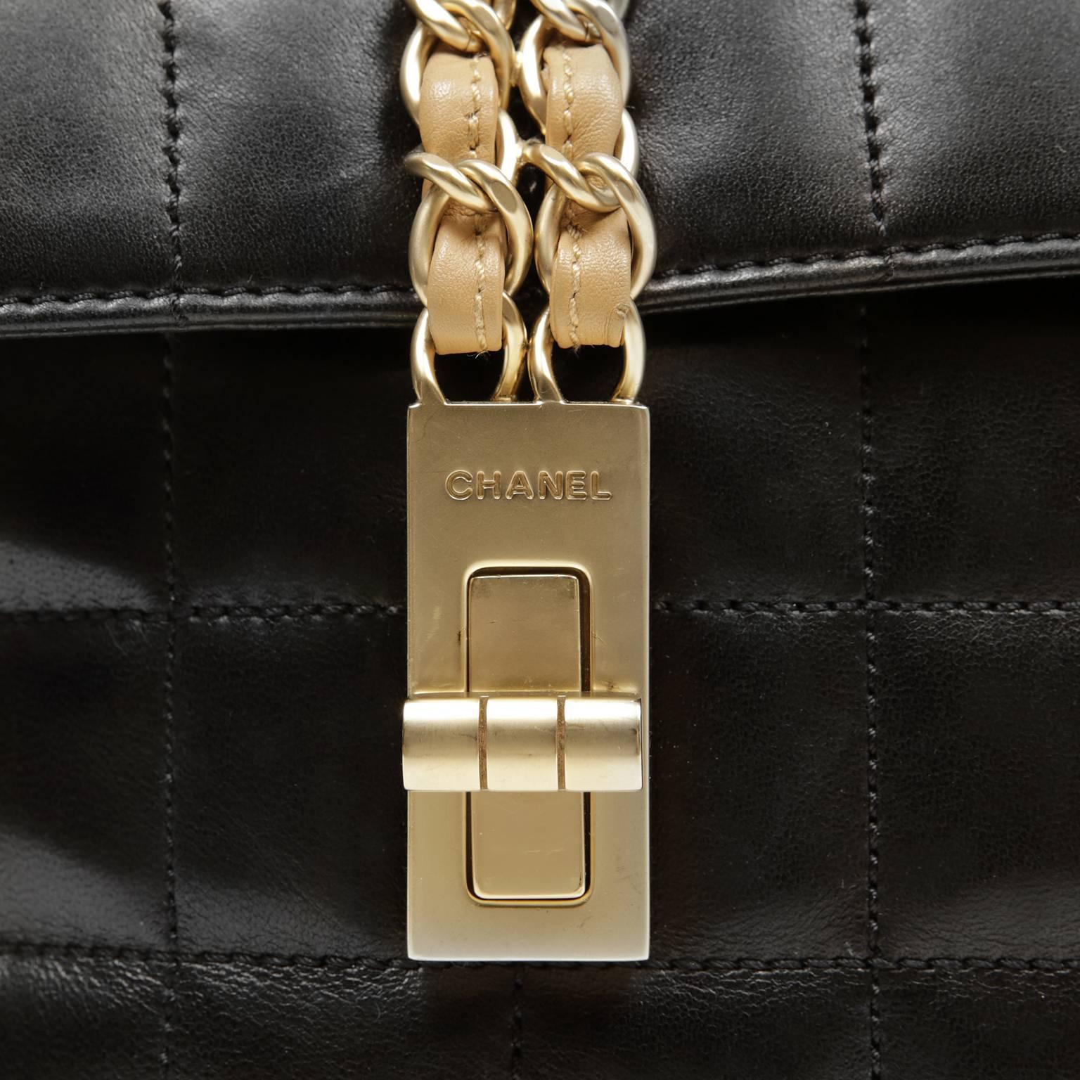 Chanel Black Leather Square Quilted Shoulder Bag 1