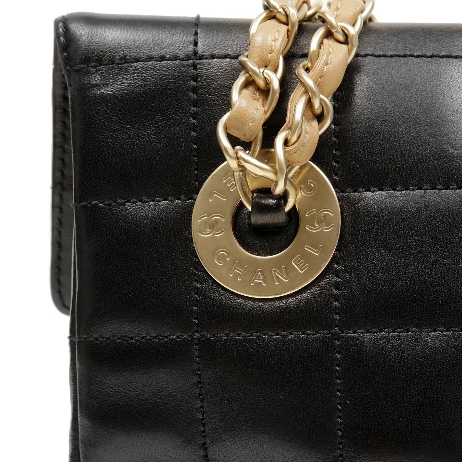 Chanel Black Leather Square Quilted Shoulder Bag 2