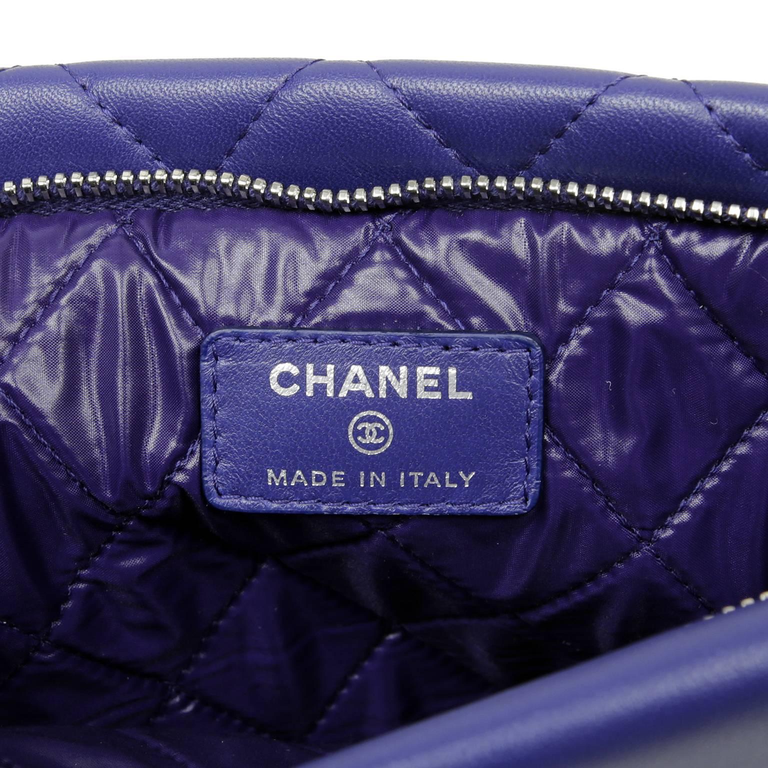 Chanel Purple Quilted Leather Foldover Clutch 2