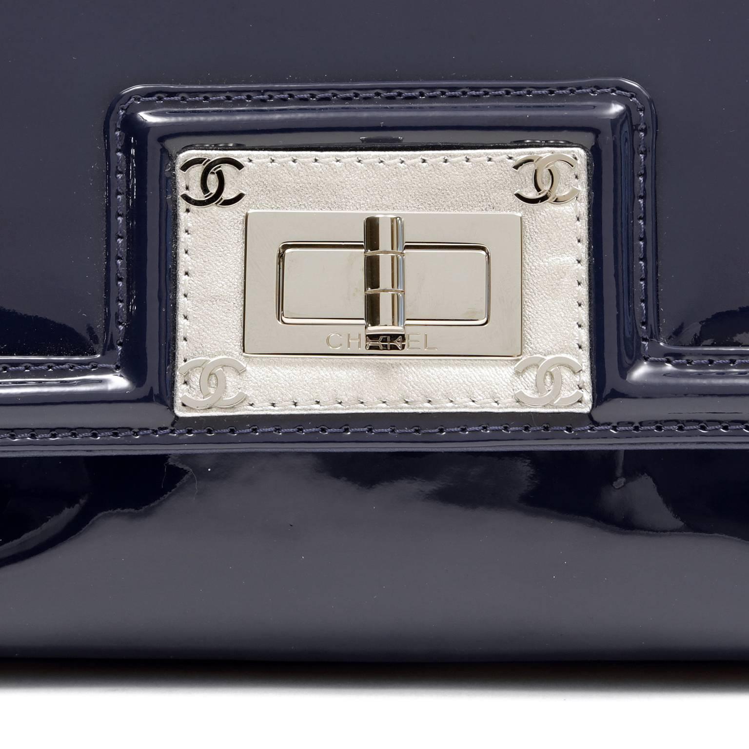 Women's Chanel Navy Blue Patent Leather Reissue Flap Bag- Medium