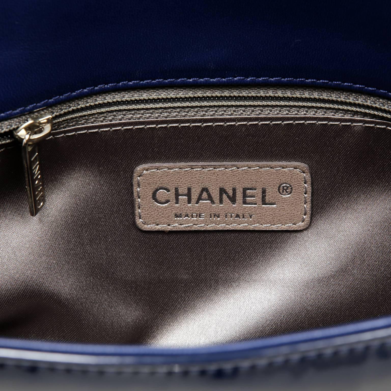 Chanel Navy Blue Patent Leather Reissue Flap Bag- Medium 2