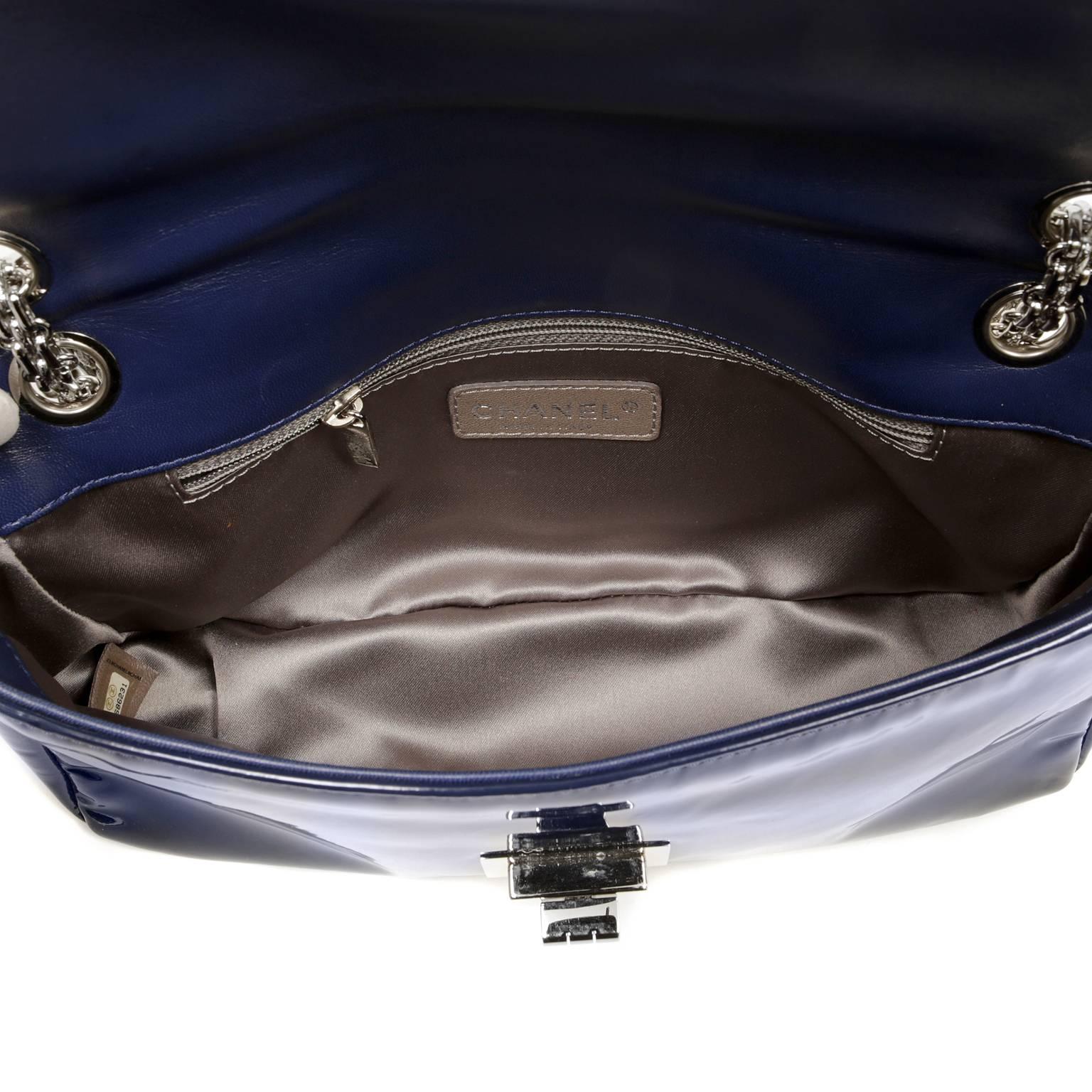 Chanel Navy Blue Patent Leather Reissue Flap Bag- Medium 1