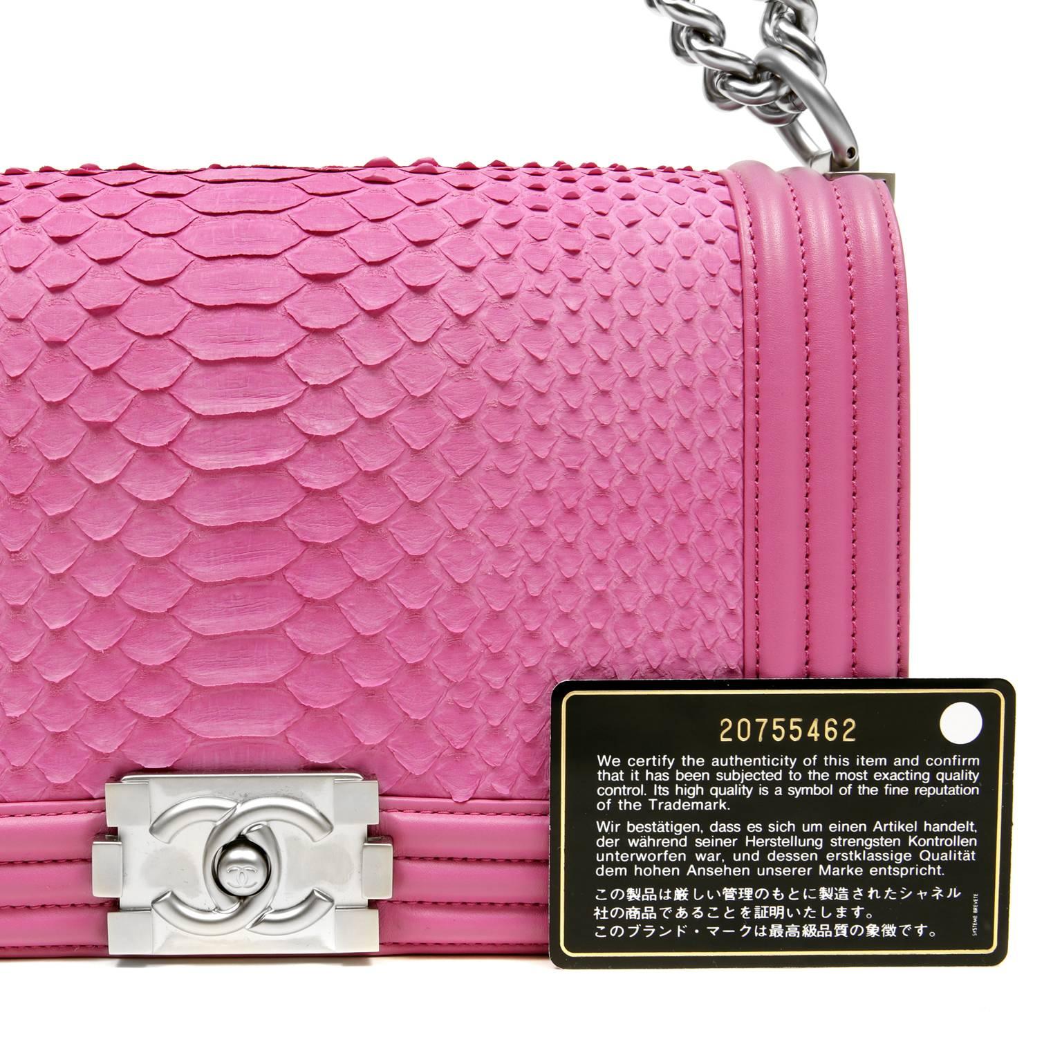 Chanel Pink Fuchsia Pink Python Boy Bag 3