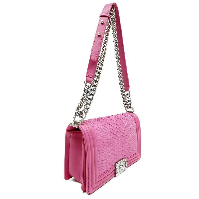 Chanel Pink Fuchsia Pink Python Boy Bag at 1stDibs fuchsia pink handbags