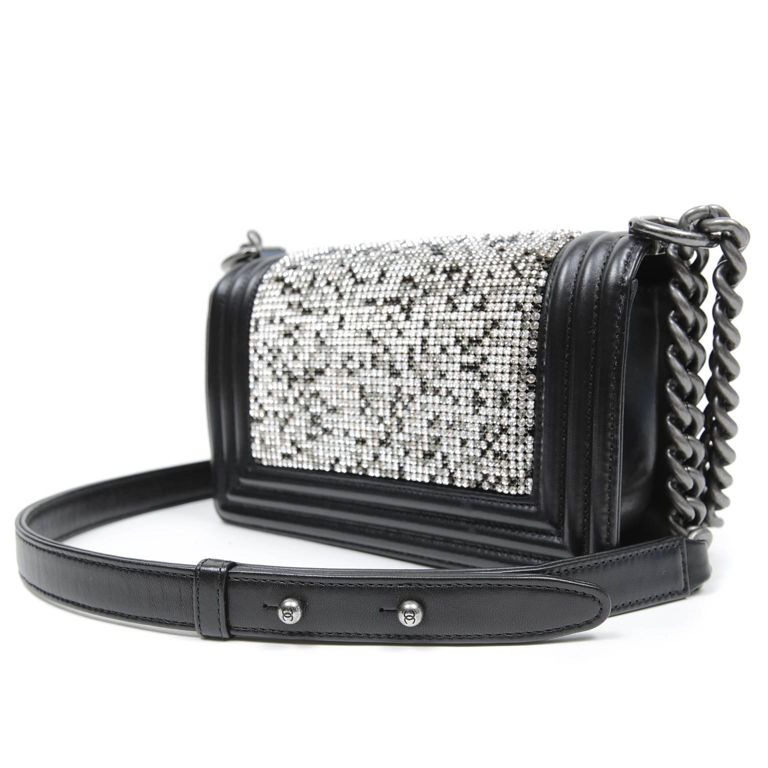 Chanel Black Swarovski Crystal Boy Bag- PRISTINE; Never Before Carried
 The updated style is breathtaking in this mesmerizing combination of crystals, leather and ruthenium hardware. A must have for collectors.
Clear and black Swarovski crystals