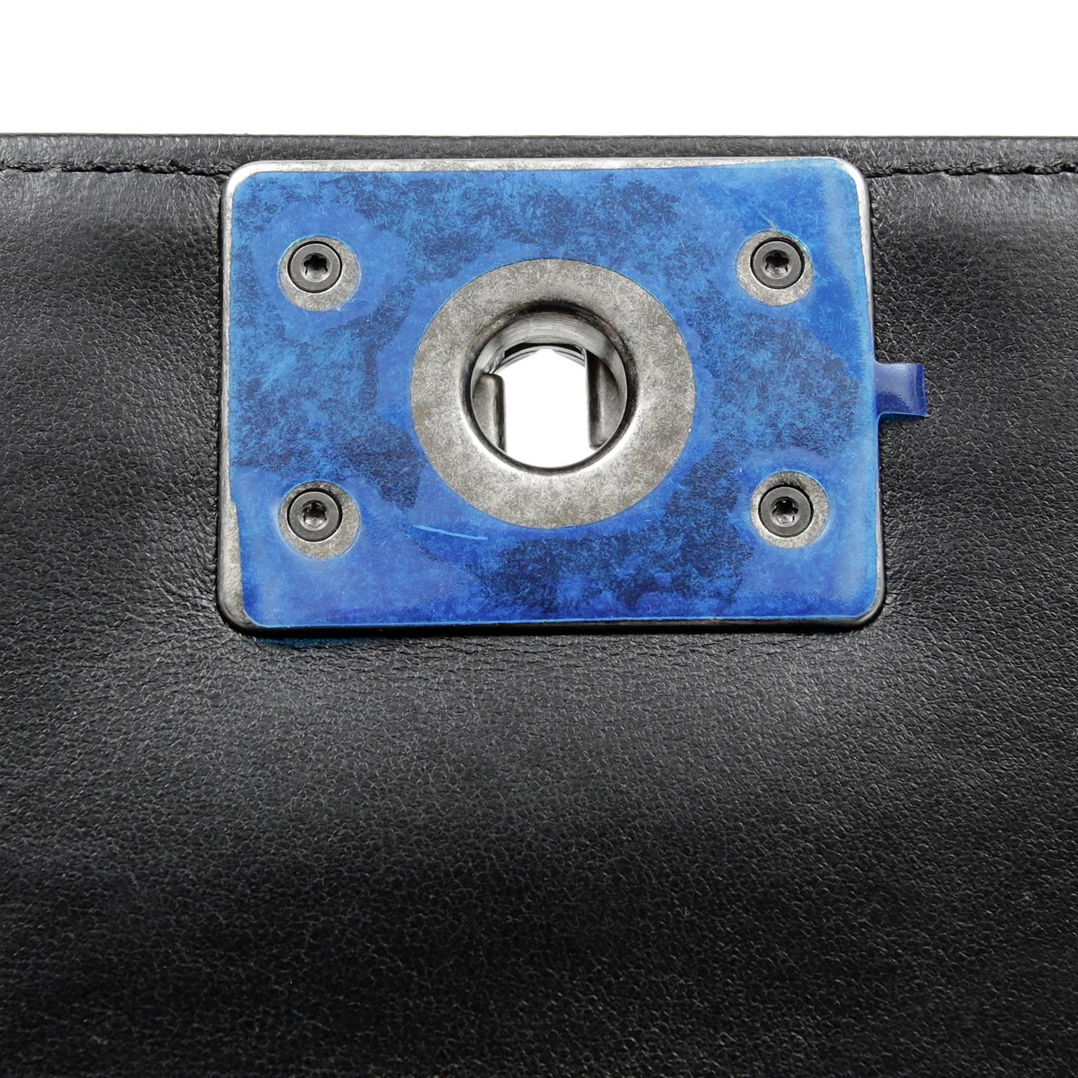 Chanel Swarovski Crystal Boy Bag- Black Leather with Ruthenium HW For Sale 1