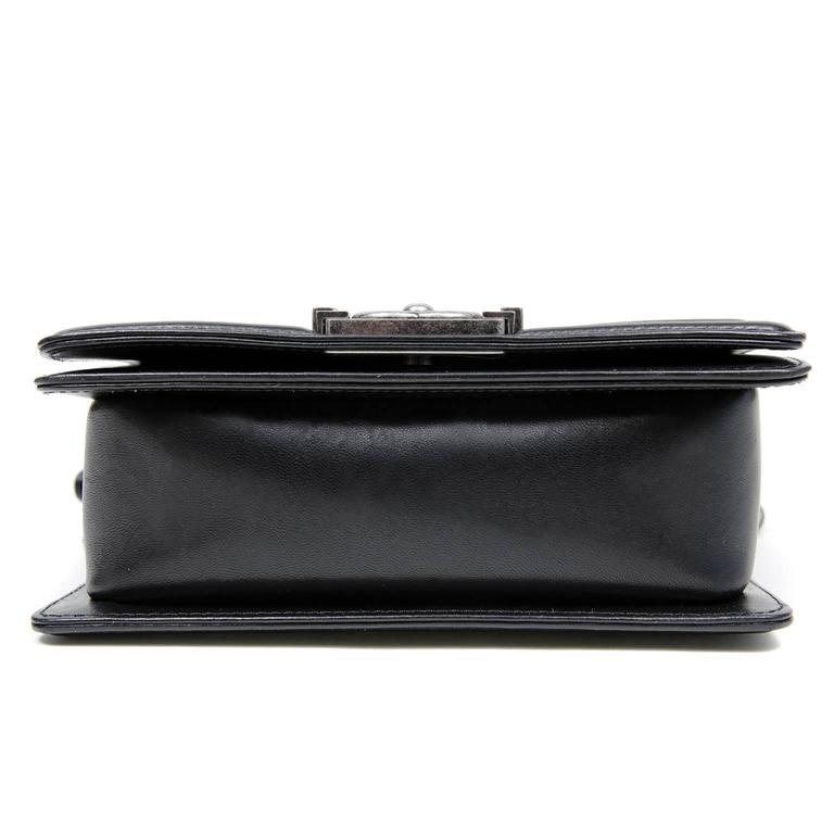 Chanel Swarovski Crystal Boy Bag- Black Leather with Ruthenium HW For ...
