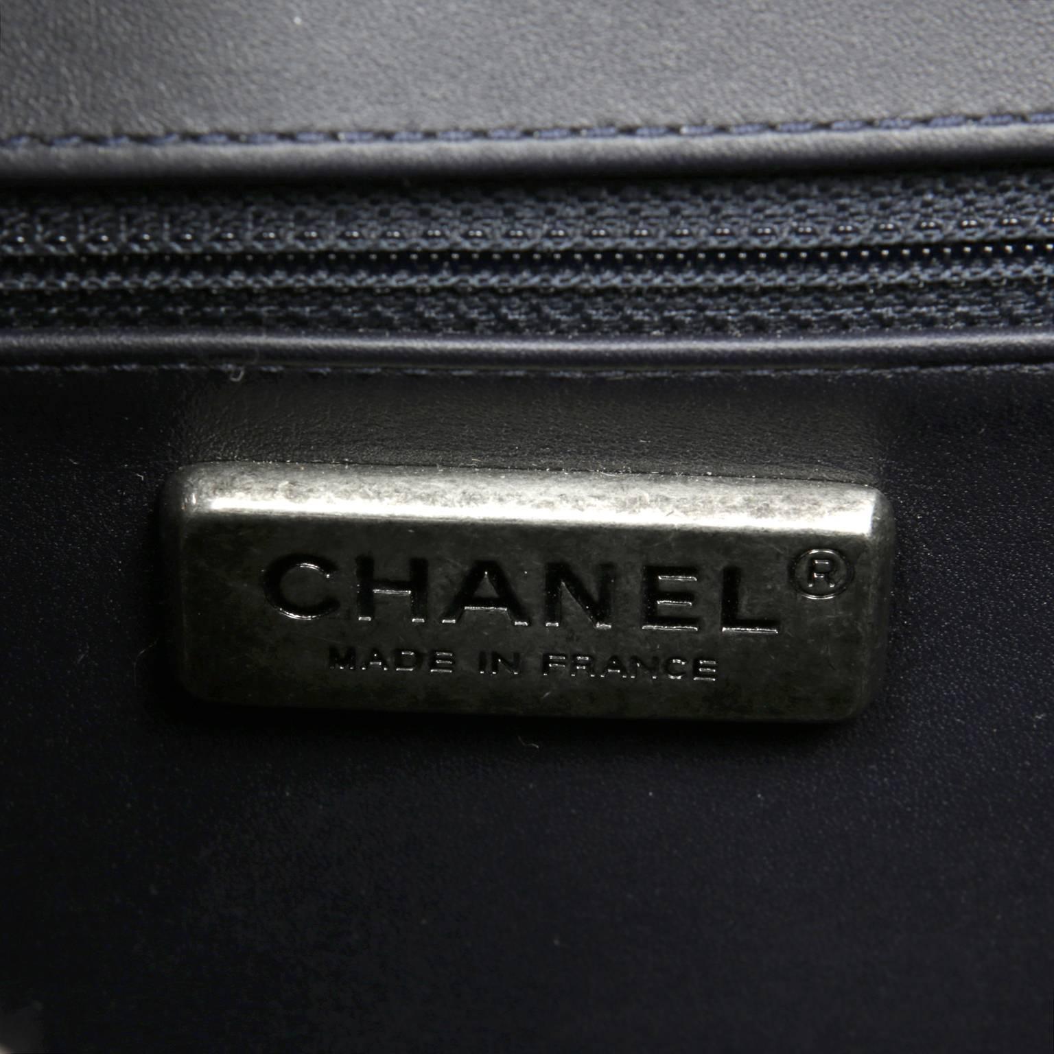 Women's Chanel Navy Blue Python Boy Bag- Large size
