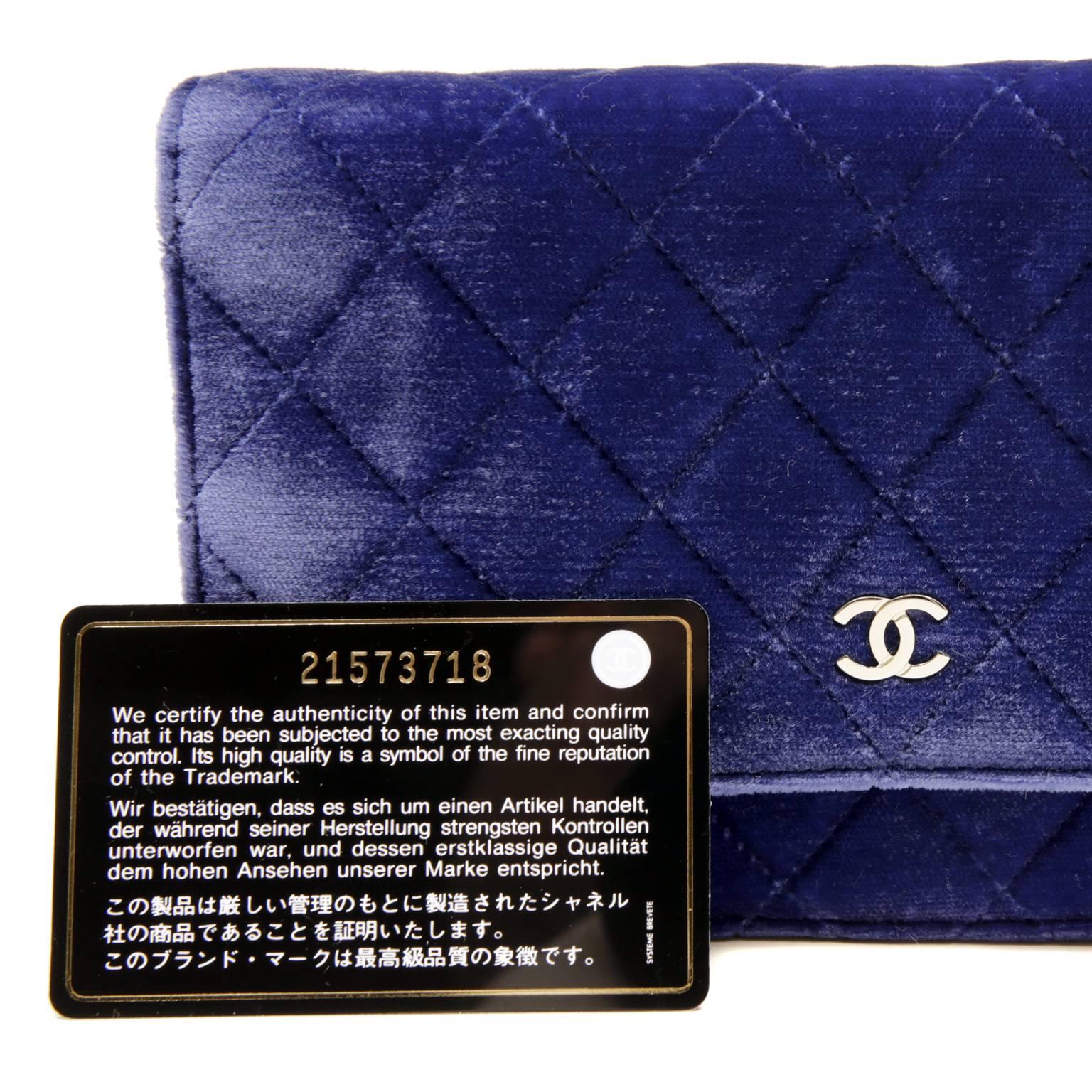 Chanel Velvet WOC- Electric Blue Velvet Wallet on a Chain 4