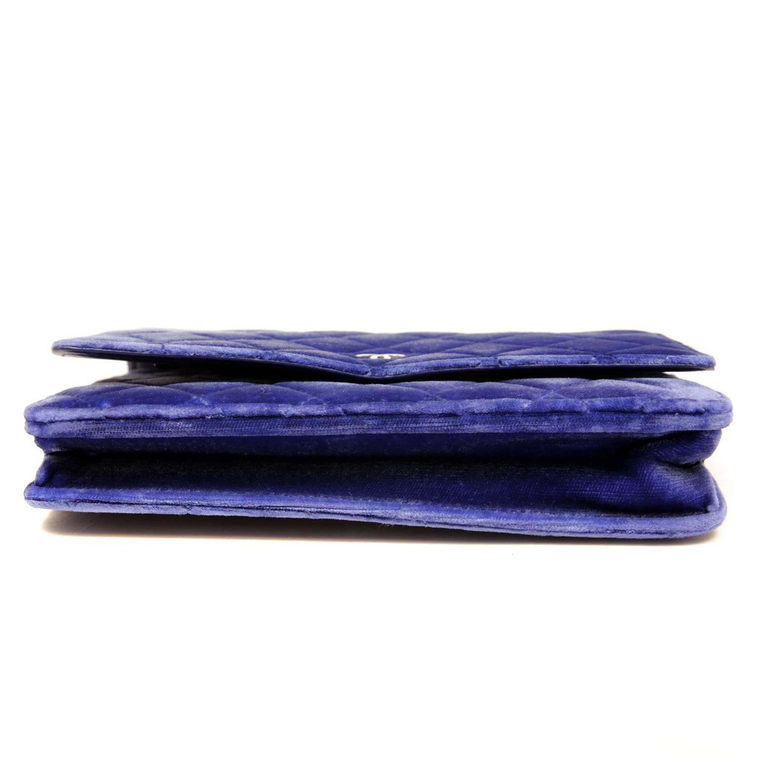 Purple Chanel Velvet WOC- Electric Blue Velvet Wallet on a Chain