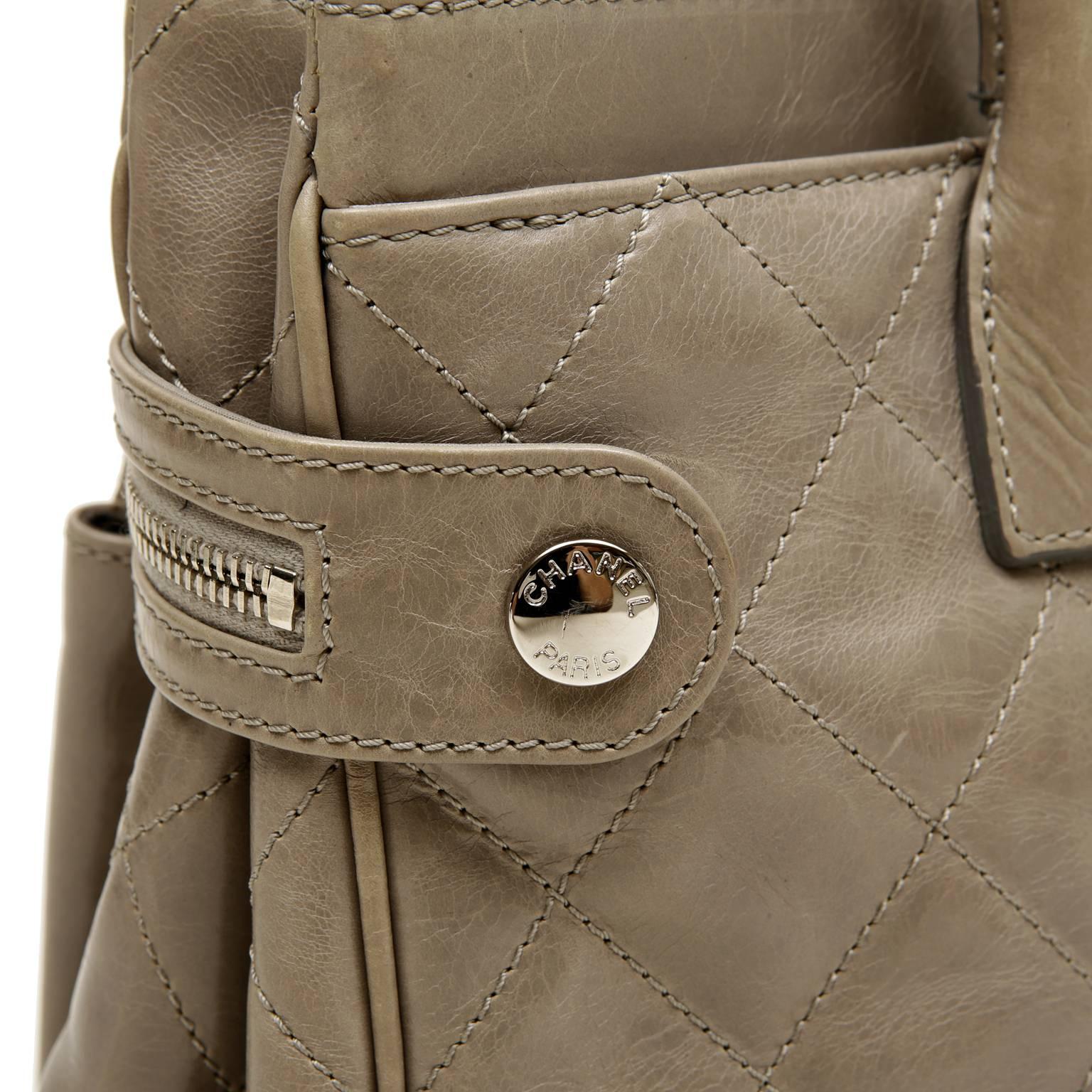 Chanel Grey Distressed Leather Portobello Tote Bag 1